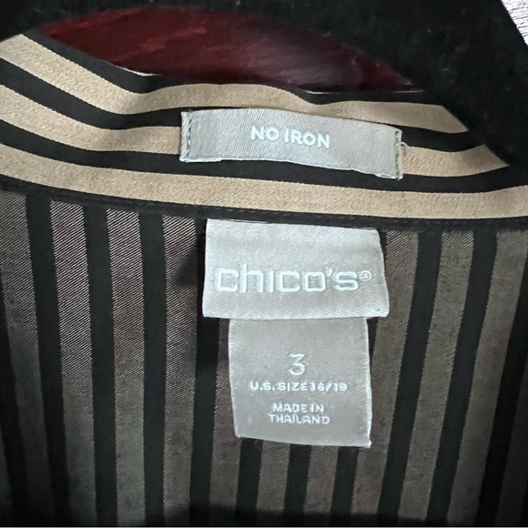 EUC Chicos No Iron Button Down Stripe Top Gold Black size XL - Picture 6 of 11